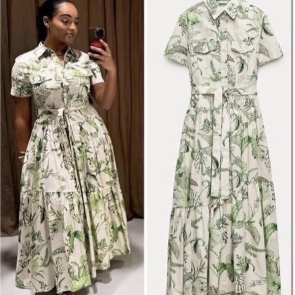 Zara belted green floral maxi dress - Picture 4 of 6